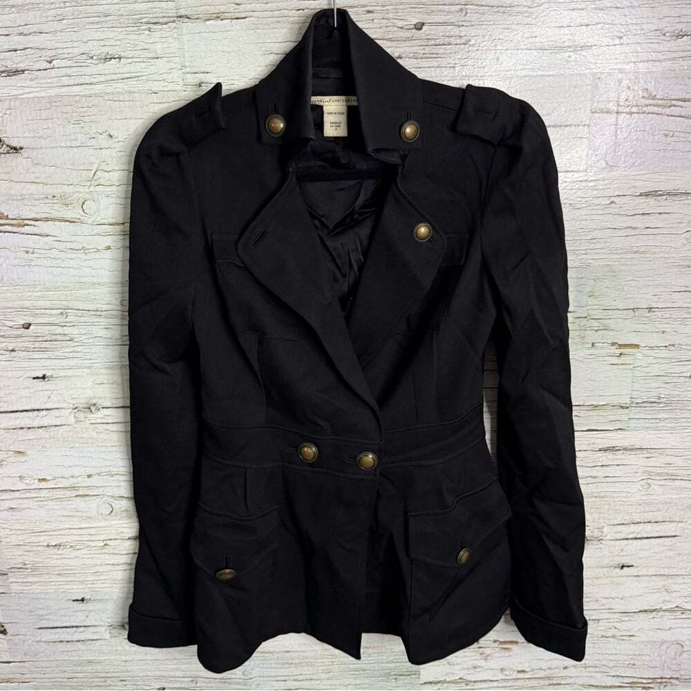 Diane Von Furstenberg wool blend military style jacket Size 2